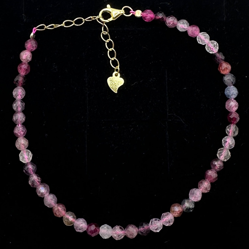 Stunning spinel! Faceted bracelet with 18k gold plated sterling silver clasp